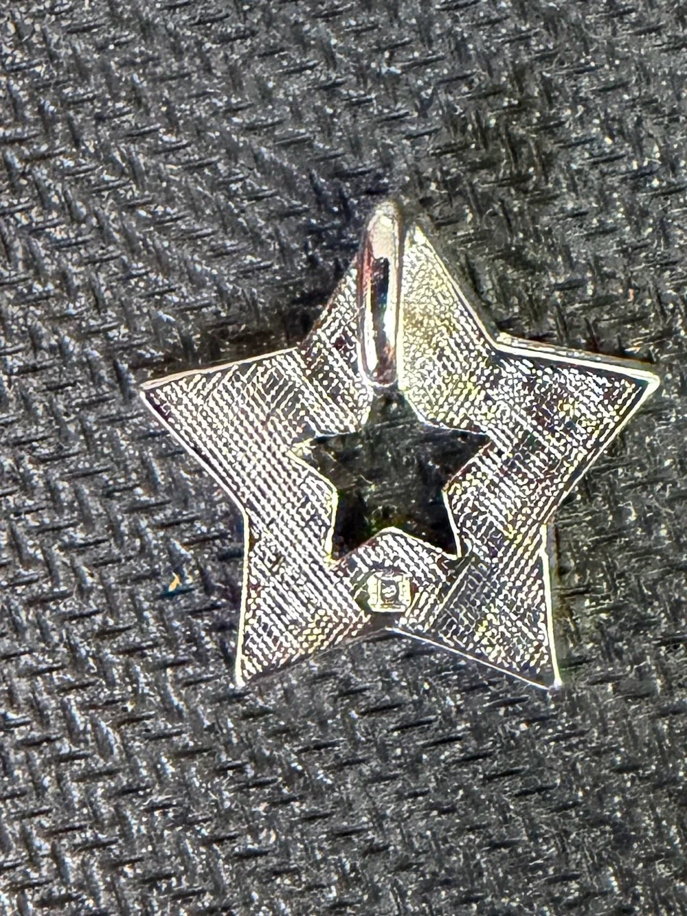 Silver Tone Clear Rhinestone Open Star Pendant Charm